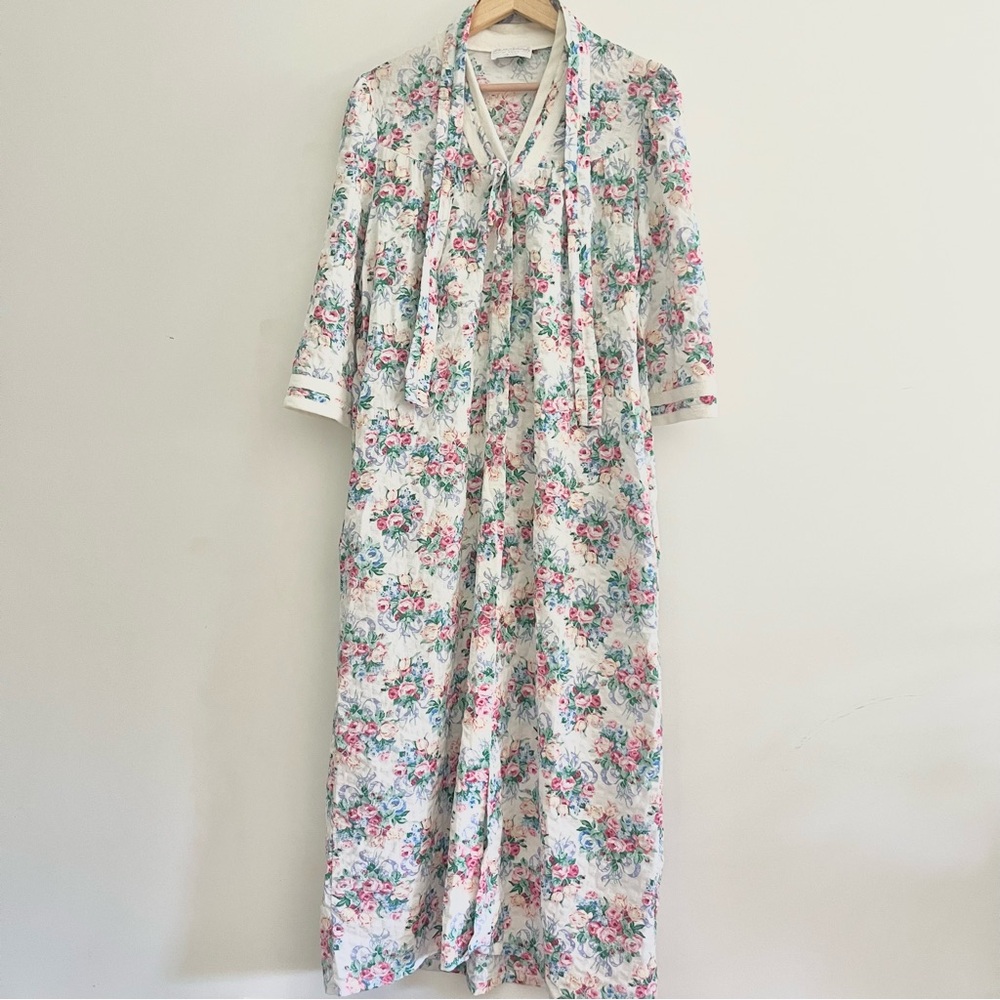 Vintage Miss Elaine Home Nightgown Made in the USA Floral Nightie PJs Pink OS